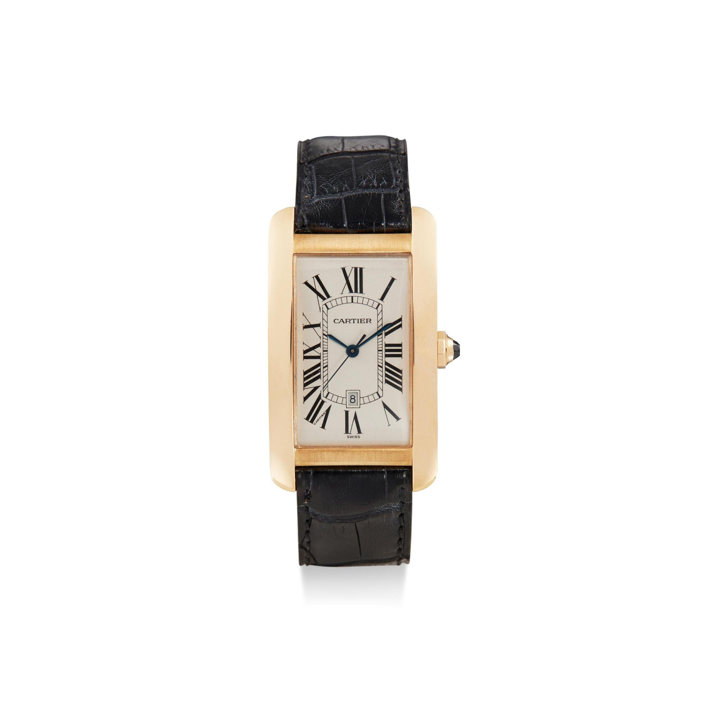 Ca*t1er tank amÉricaine reference 1740 a yellow gold wristwatch with date wgta0041